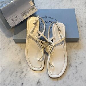 Prada Logo Thong Sandal - White